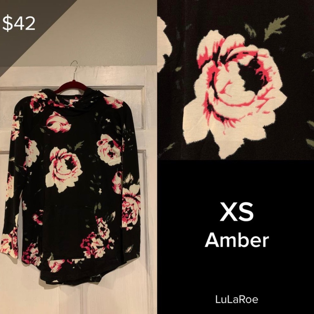 LuLaRoe BRAND NEW Amber Hoodie Pull Over Sweatshirt Hooded XS Floral